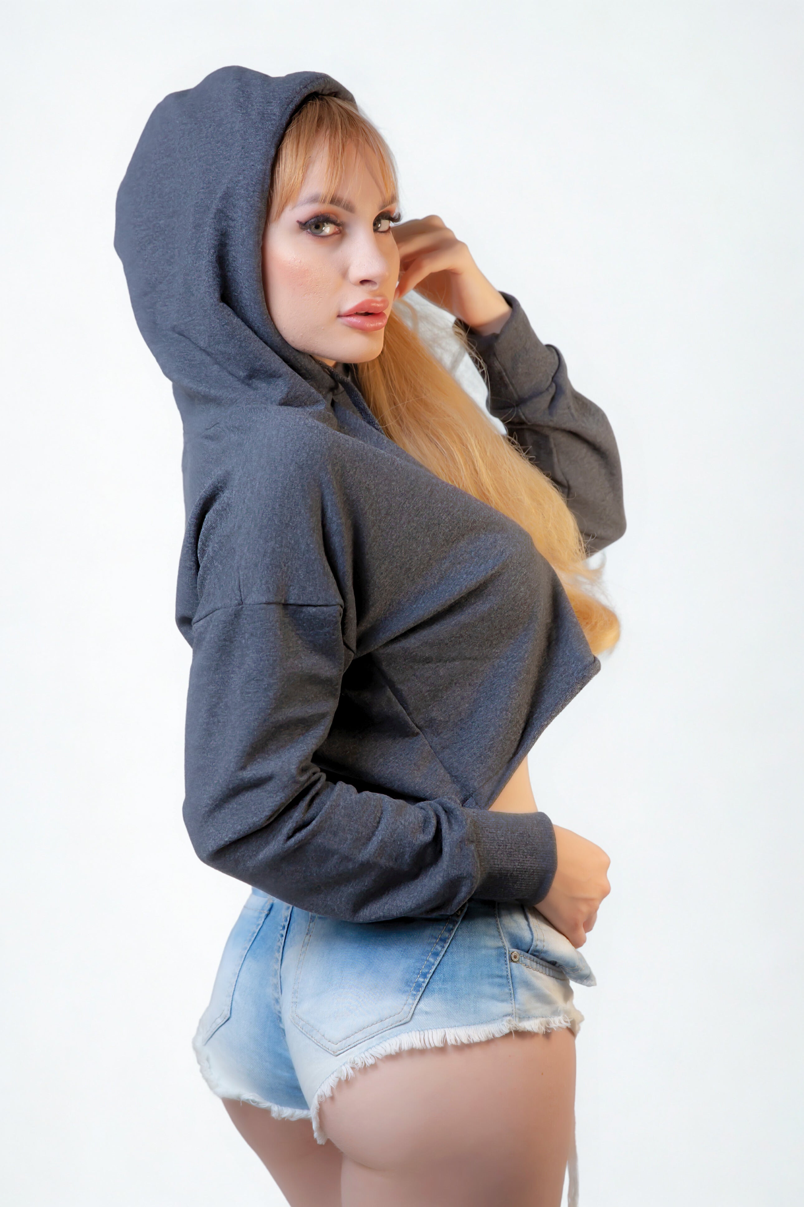 Felpa Crop Donna H501 – Antracite Roma